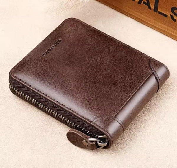 Men Leather Zipper Wallet  IN Brown