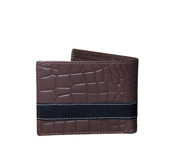 Genuine Leather Crocodile Pattern Wallet (Brown)